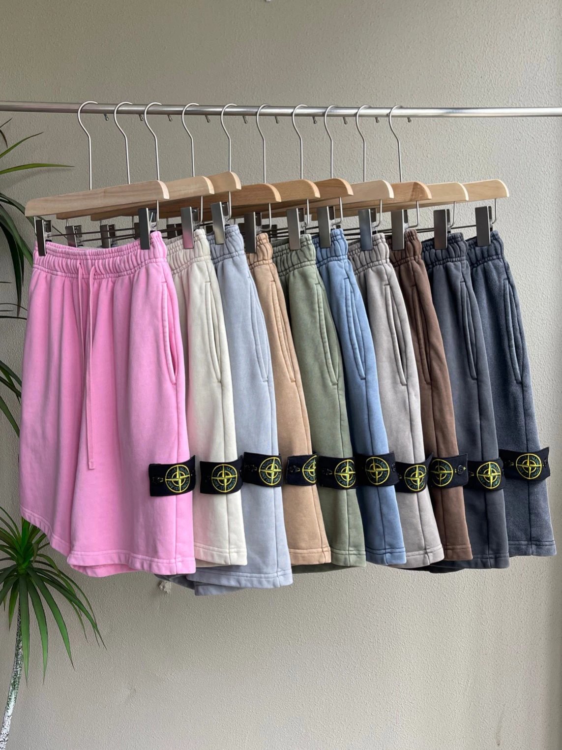 24SS New 10-Color Washed Fleece Shorts, American Heavyweight Garment-Dyed Washed Patch Basic Versatile Fleece Shorts