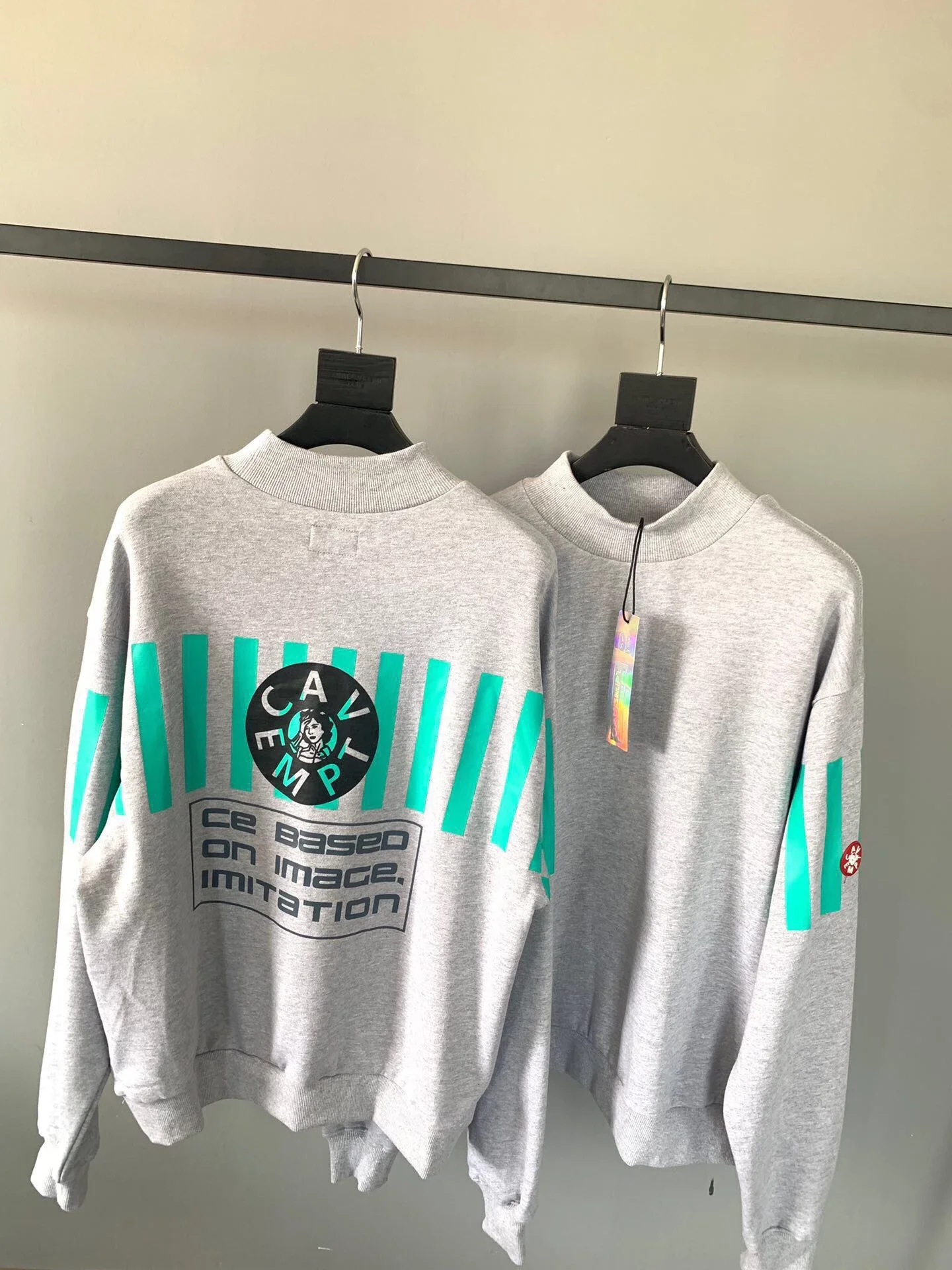 CAVEMPT C.E CAV EMPT CE BASED 绿色条纹中领卫衣