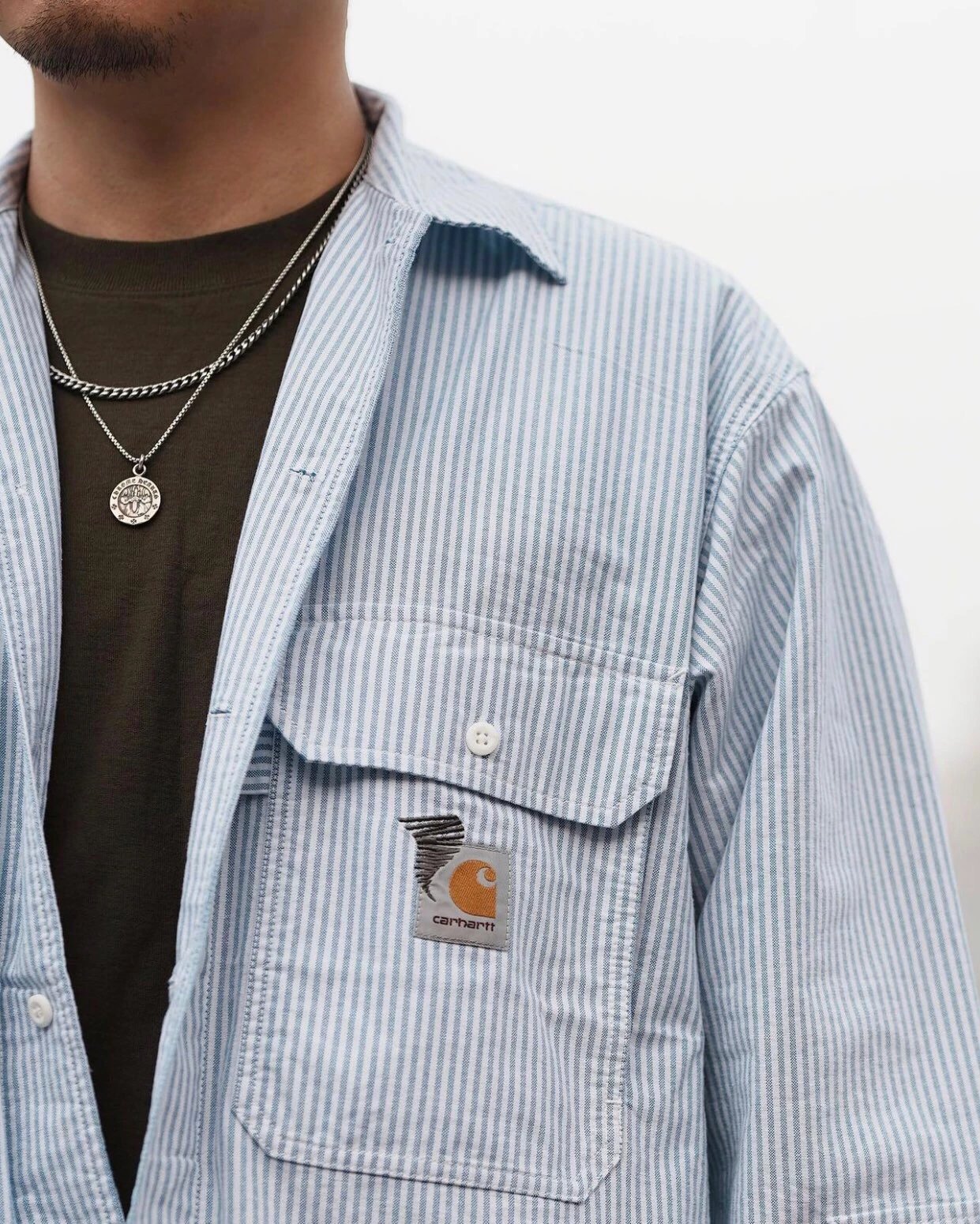 In stock Longer length Cityboy long-sleeve cotton striped shirt