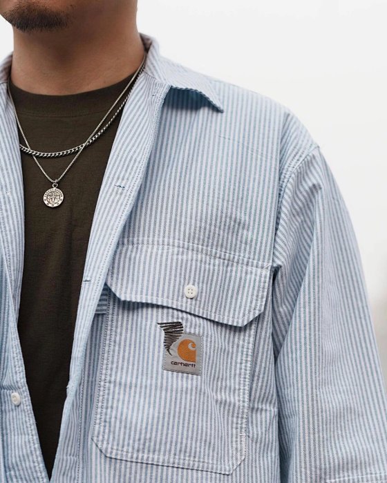 In stock Longer length Cityboy long-sleeve cotton striped shirt