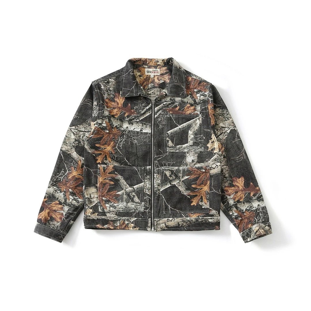 Camo Maple Leaf Denim Work Jacket Set