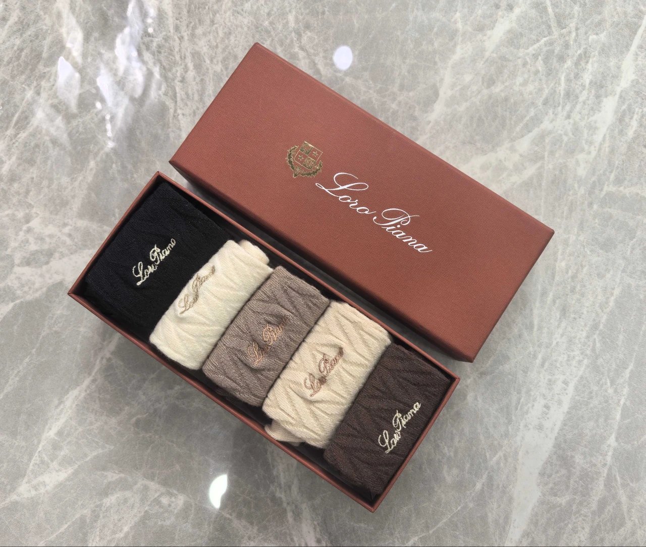 New in Cashmere: (LP) Simple Design Socks, Comfortable and Breathable Wear - 5 Pairs per Box