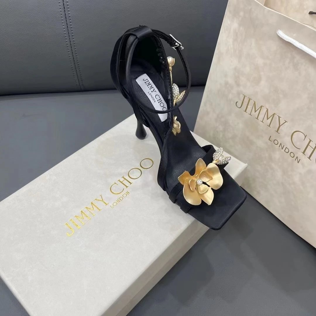 Pearl Floral Square-Toe Stiletto Sandals