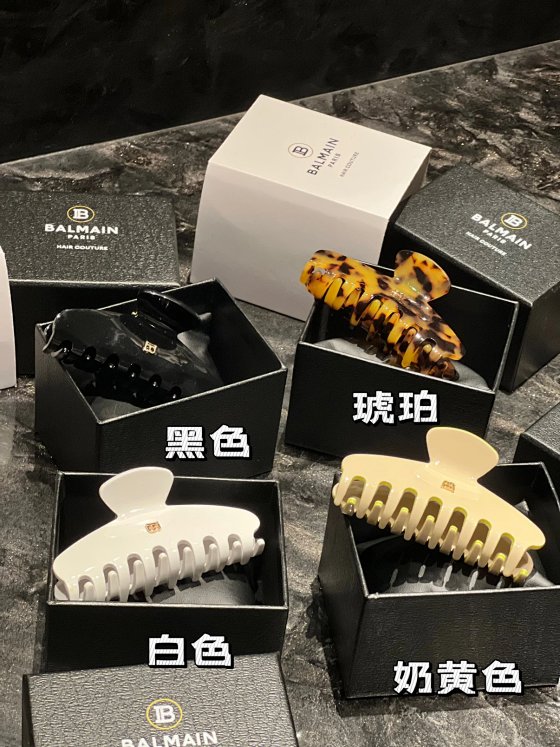 BALMAINHAIR Acetate Hair Clip Shark Clip 9cm French Elegant Acetate Edge Fine Polished Rounded Full Classic Logo Headdress Clip Gift Set