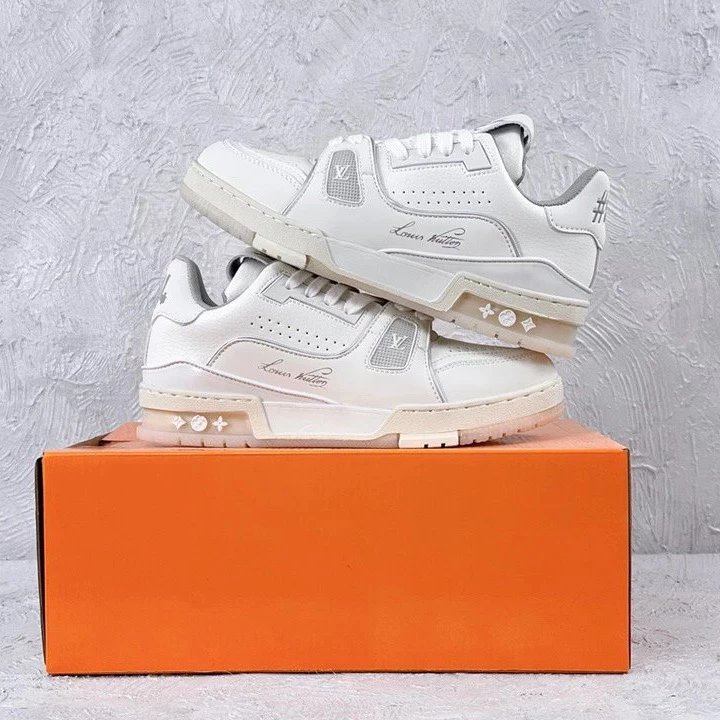 Leather Grey White