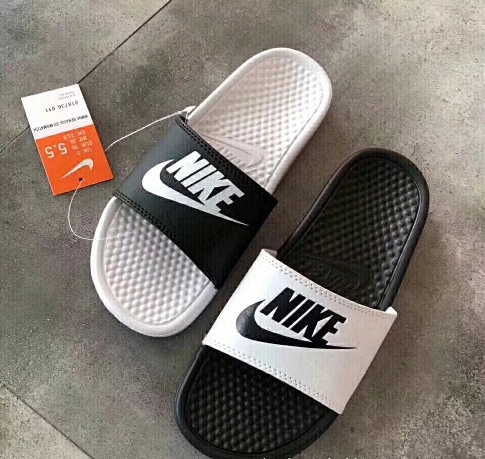 Nike Black White Slides