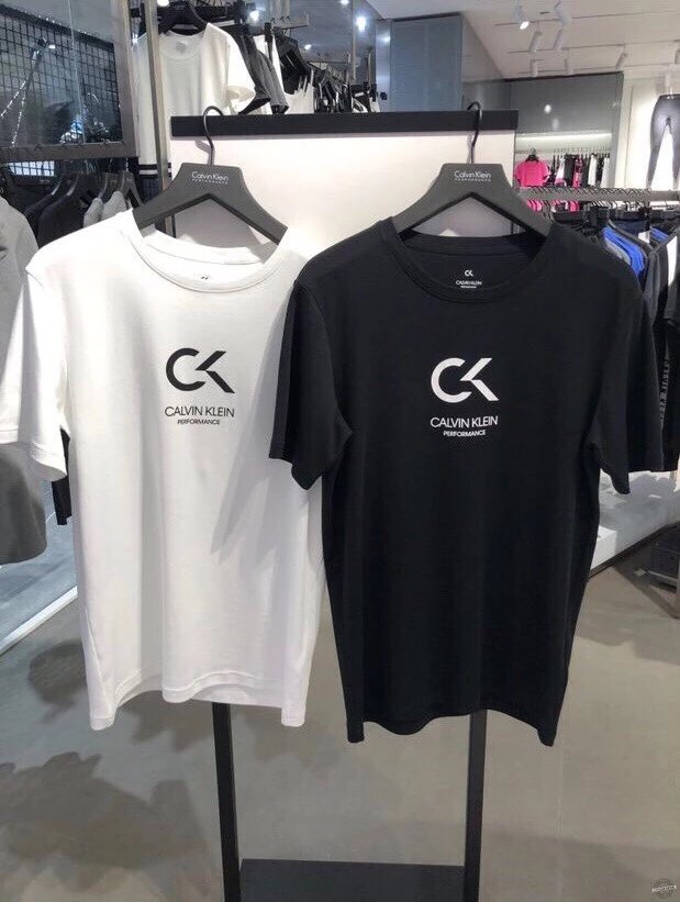 Calvin Klein 2019 New Arrival Men's and Women's Casual Letter Logo Crew Neck Short Sleeve T-Shirt - Classic Essential CK Simple Casual Crew Neck Short Sleeve Tee