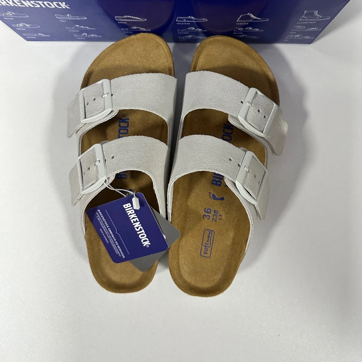 Retro white two-strap double-buckle double-band slide