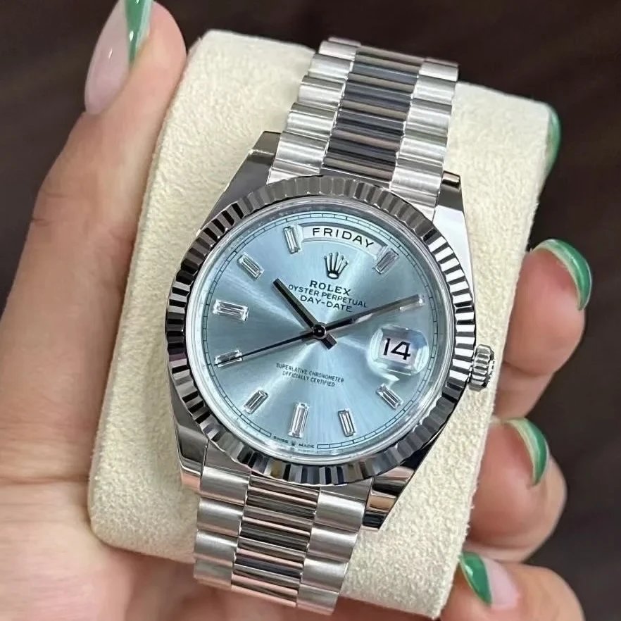 (Diamond Hour Markers) Steel Bracelet Blue Dial