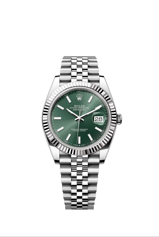 Rolex Watches Oyster Perpetual Datejust-style watch with fluted bezel, date magnifier, and jubilee bracelet product detail image 14