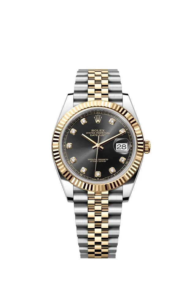 Rolex Watches Oyster Perpetual Datejust-style watch with fluted bezel, date magnifier, and jubilee bracelet product detail image 24