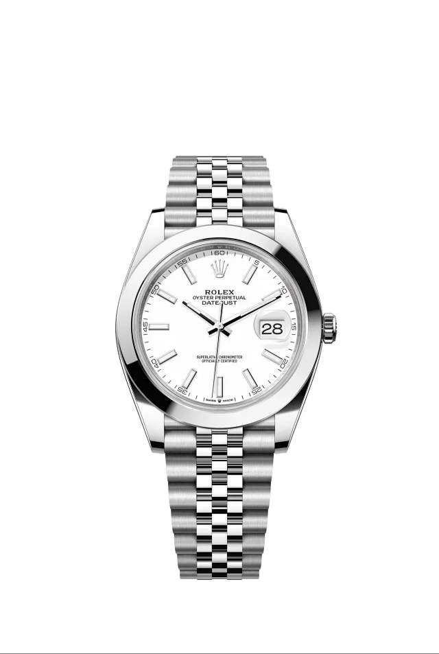 Rolex Watches Oyster Perpetual Datejust-style watch with fluted bezel, date magnifier, and jubilee bracelet product detail image 17