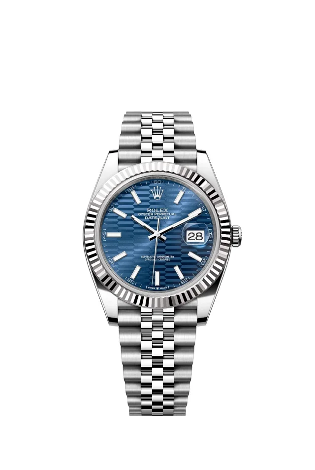 Rolex Watches Oyster Perpetual Datejust-style watch with fluted bezel, date magnifier, and jubilee bracelet product detail image 13