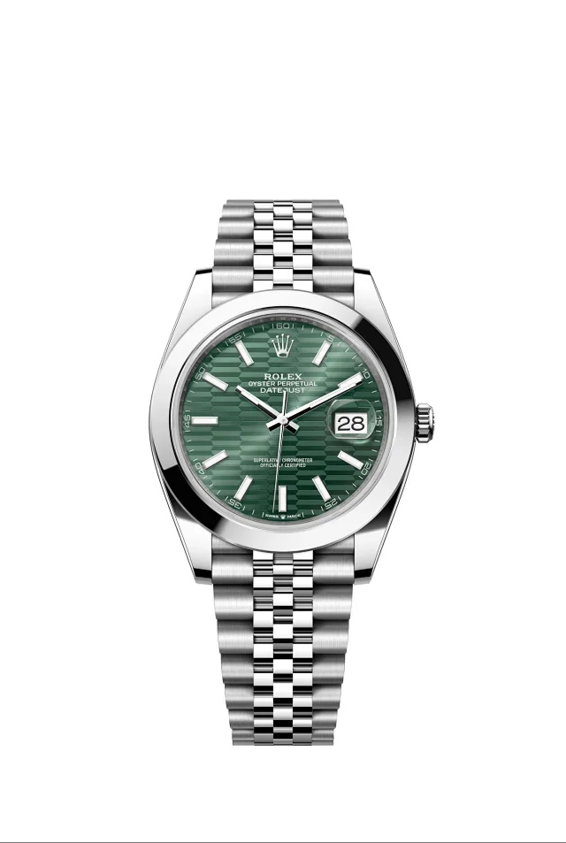 Rolex Watches Oyster Perpetual Datejust-style watch with fluted bezel, date magnifier, and jubilee bracelet product detail image 18
