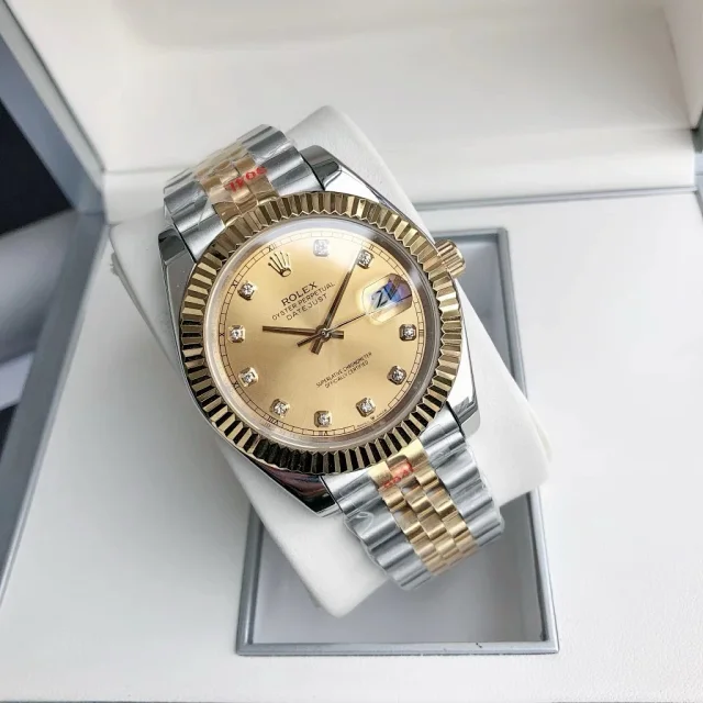Rolex Watches Oyster Perpetual Datejust-style watch with fluted bezel, date magnifier, and jubilee bracelet product detail image 70