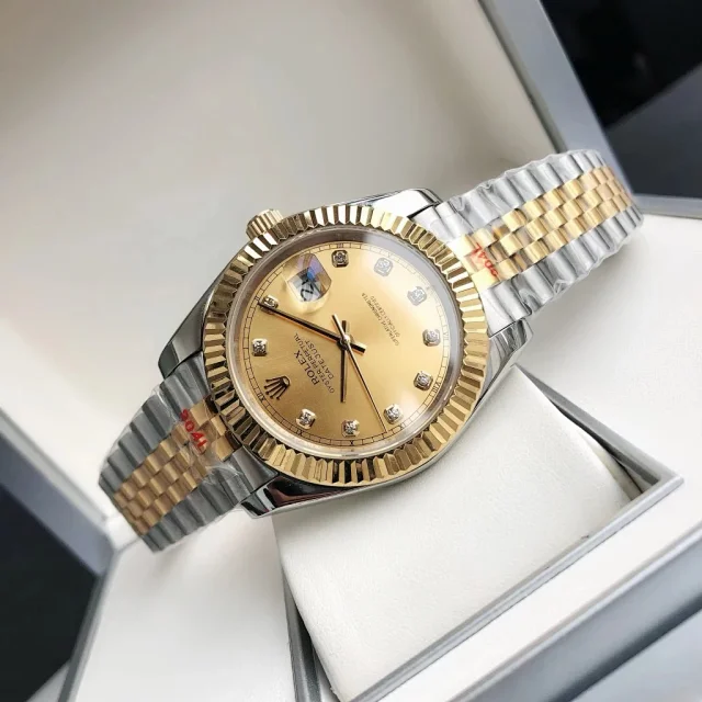 Rolex Watches Oyster Perpetual Datejust-style watch with fluted bezel, date magnifier, and jubilee bracelet product detail image 73