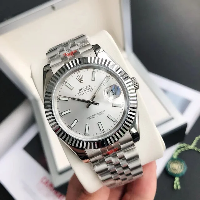 Rolex Watches Oyster Perpetual Datejust-style watch with fluted bezel, date magnifier, and jubilee bracelet product detail image 42