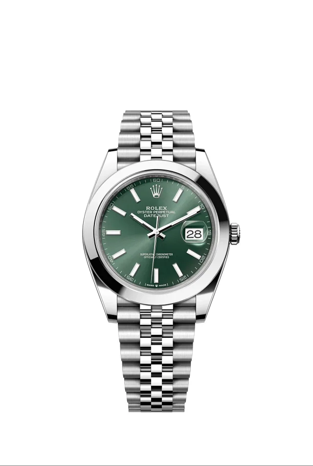Rolex Watches Oyster Perpetual Datejust-style watch with fluted bezel, date magnifier, and jubilee bracelet product detail image 16