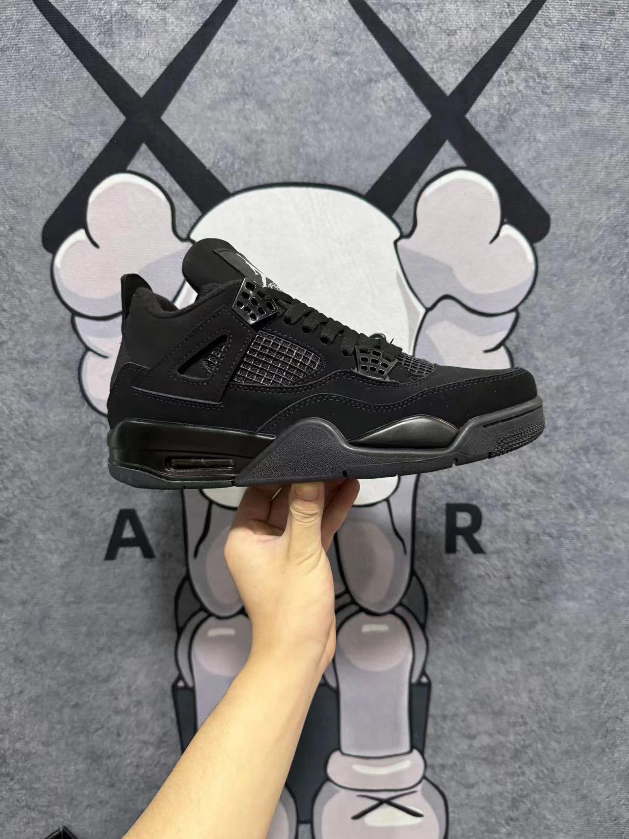 Chunyuan Hs High-End A4 Black Cat Genuine Leather Air Cushion Mid-Top Basketball Shoes, Athletic Sneakers, Casual Shoes