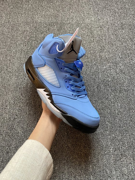 High-End A5 Deep Blue Top-Layer Suede Real Air Cushion Mid-Top Basketball Sneakers