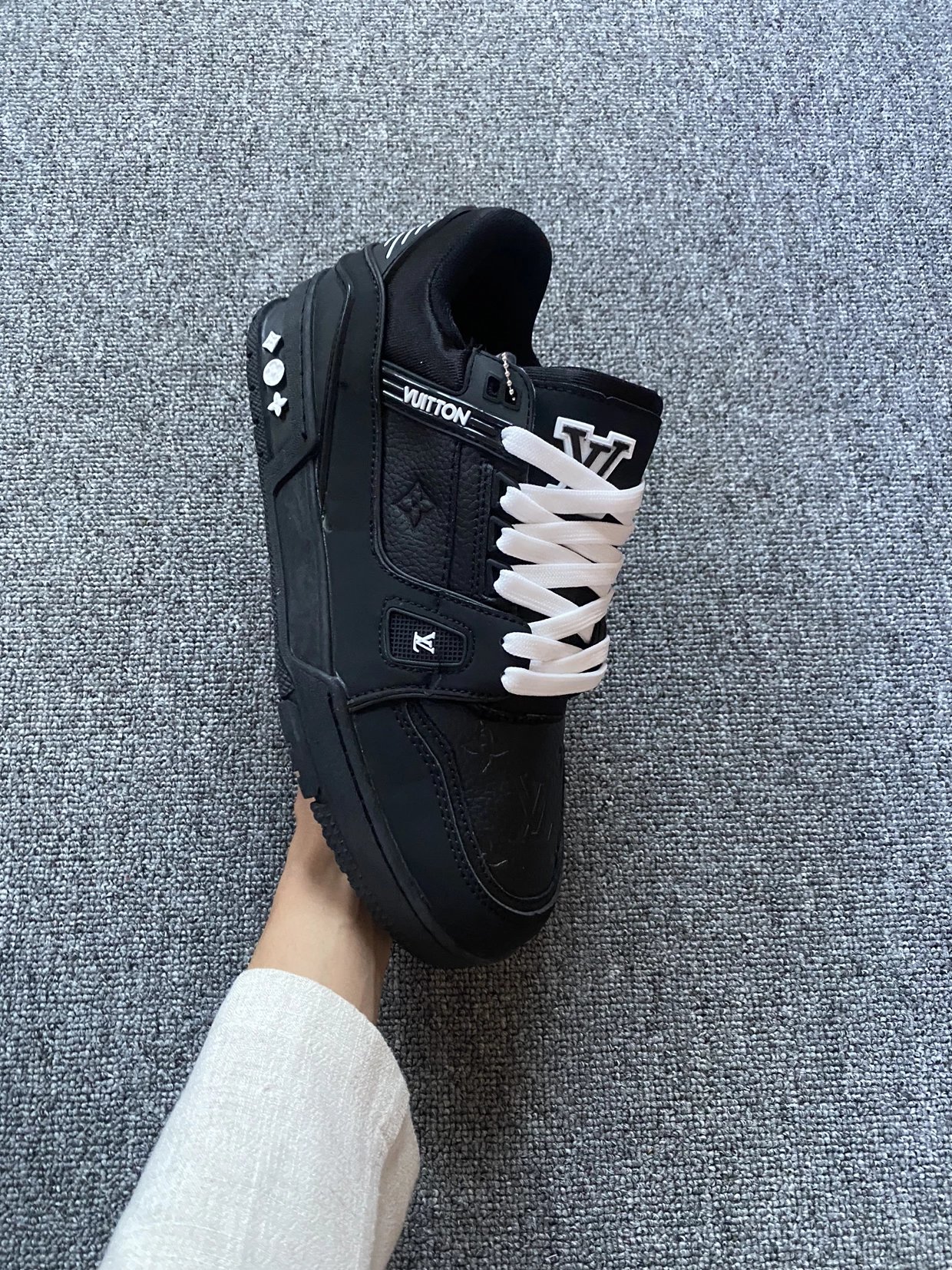 Pureyuan Black武士 Style Layered Low-Top Leather Sneakers Casual Board Shoes