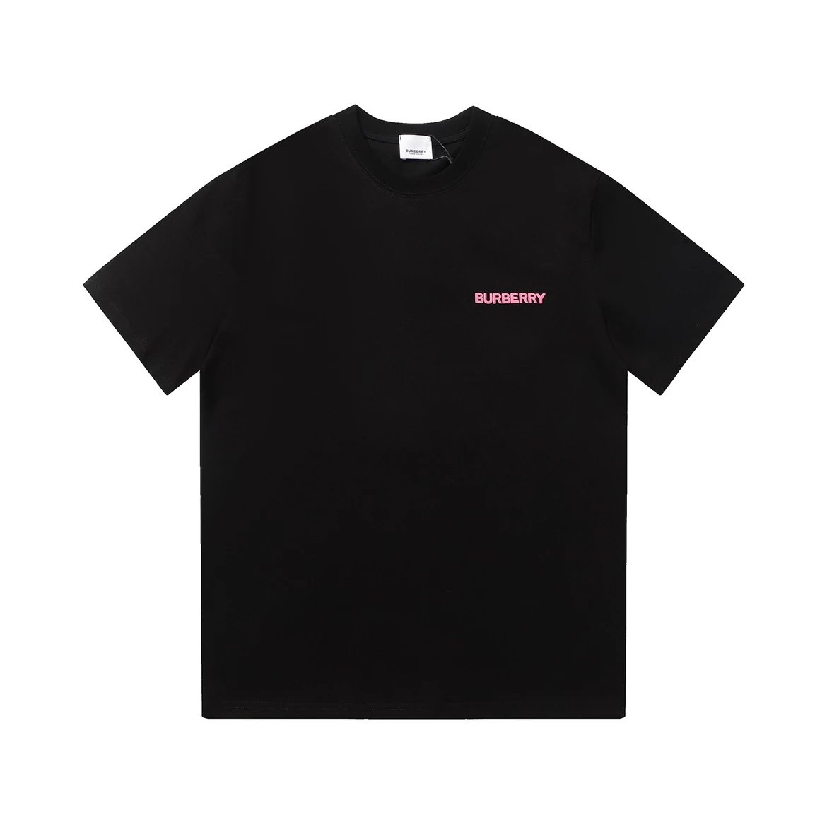 Burberry Black T-Shirt with Pink Laurel Logo