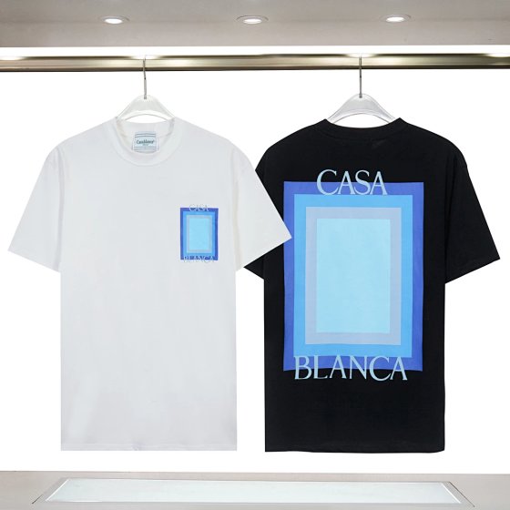 🍀Casablanca 24 New Style Square Gradient Letter Logo Print, 230g Double-Strand 32s Compact Double Yarn Pure Cotton, Soft Fabric