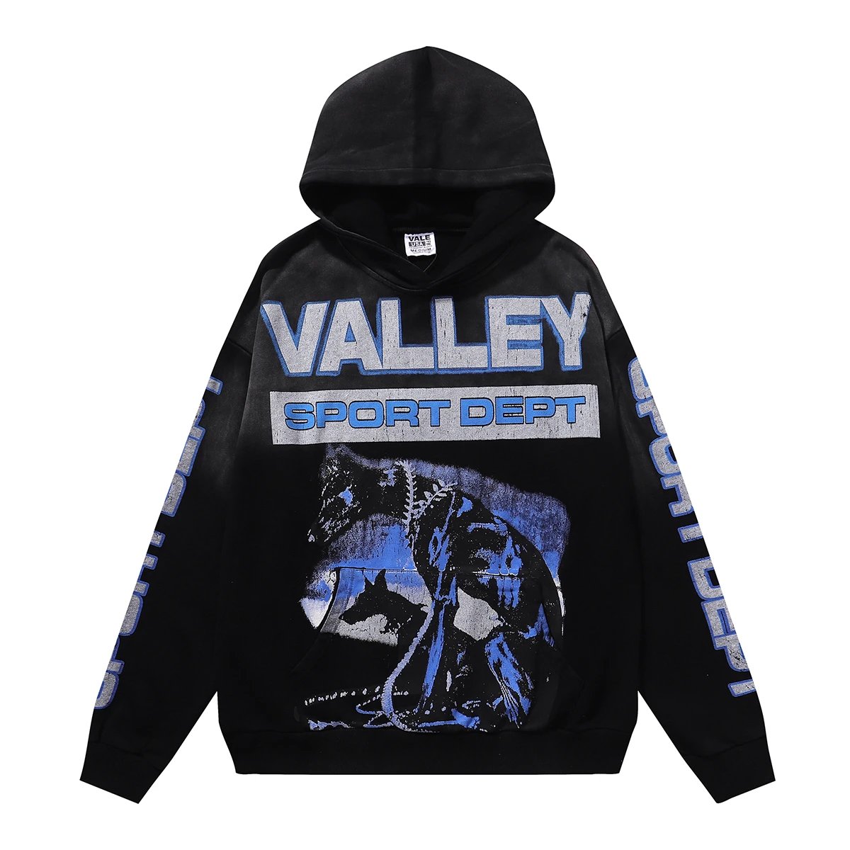 美潮Vale Valley Forever Watchdog Pullover Hoodie高品质泥印洗水做旧毛圈连帽衫卫衣男女