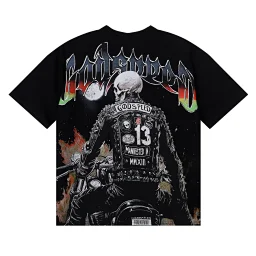 thumbnail for 美潮Godspeed骷髅死亡骑士印花高品质双纱纯棉休闲短袖T恤男女