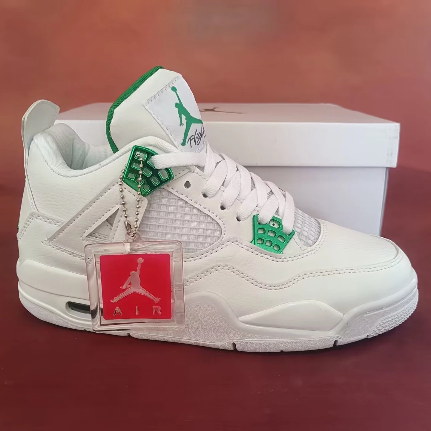 Welfare AJ4 White Green Buckle