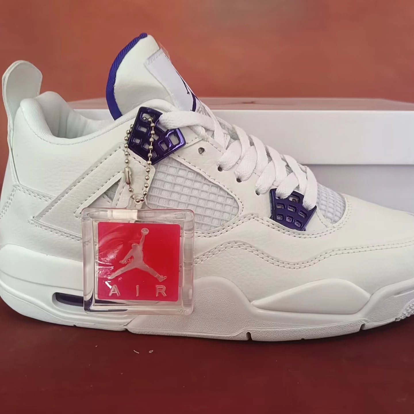 Welfare AJ4 White and Purple Buckle