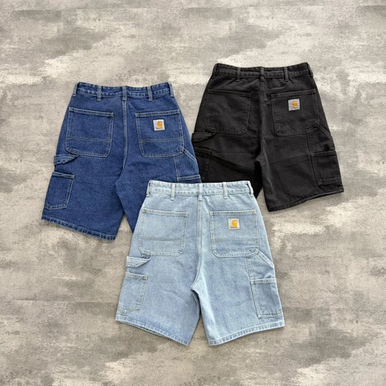 Custom Processed! Kaka Classic Washed & Distressed Workwear Denim Shorts - Heavyweight Enzyme Wash, Custom Hardware Molds, Unisex Casual & Versatile 6618A