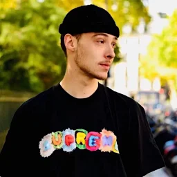 thumbnail for ［HB自制］艾斯家彩色毛绒字母印花短袖T 240G精梳棉 版型对版