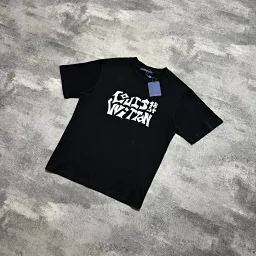 thumbnail for 自制处理草写字母发泡印花短袖T 260克精梳棉细节对版