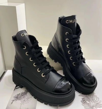 French socialite 23 new lychee patterned Martin boots thick soled motorcycle boots