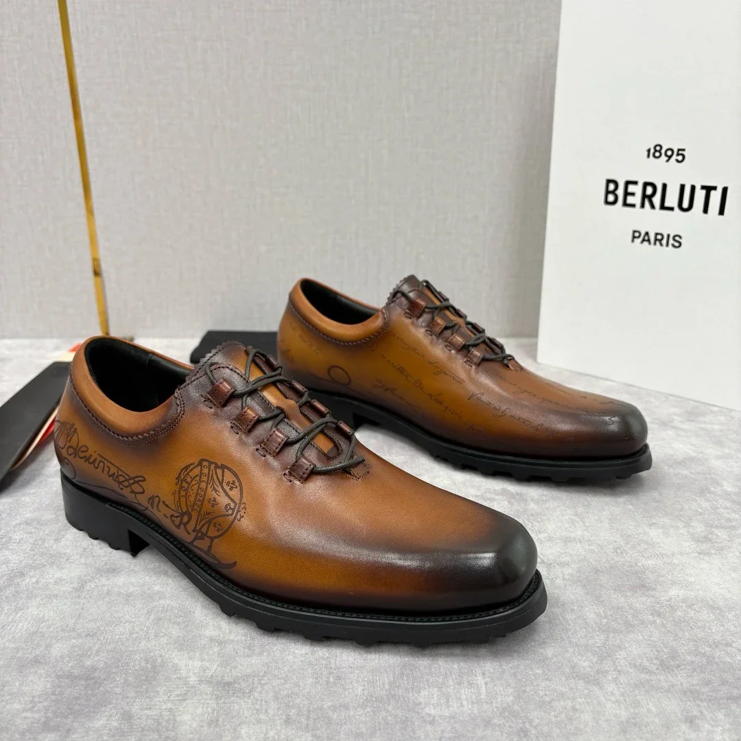 BERLUT布鲁2025秋冬新款special order专柜定制款男士牛津鞋正装鞋皮鞋