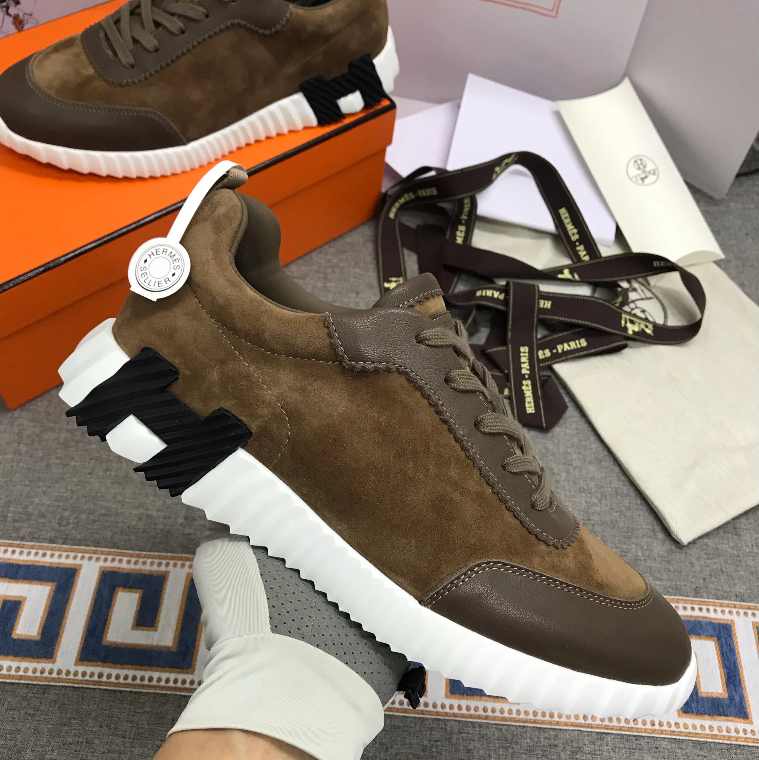 Brown suede
