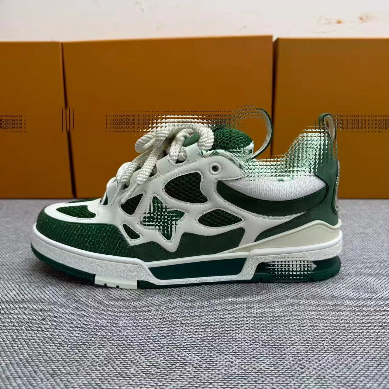 White with Green