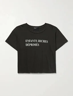 thumbnail for In stock, custom weaving and dyeing erd24 melancholy rich second generation destroying washed boxy black slogan short sleeves