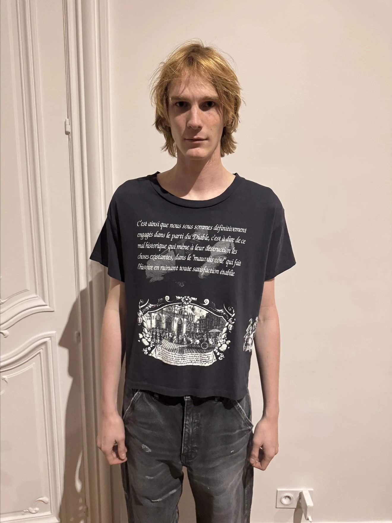 ERD25fw melancholic wealthy second-generation Napoleon letter carriage black short sleeved NAPOLEON T-SHIRT