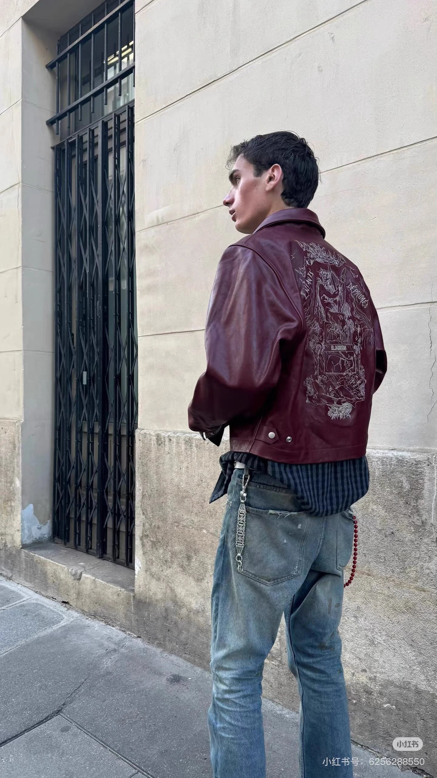 Spot ERD25ss melancholic rich second-generation "principle of love" western red embroidered leather jacket