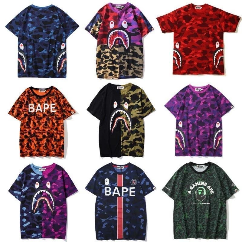 A Bathing Ape Shark Camo Navy T-Shirt - 2
