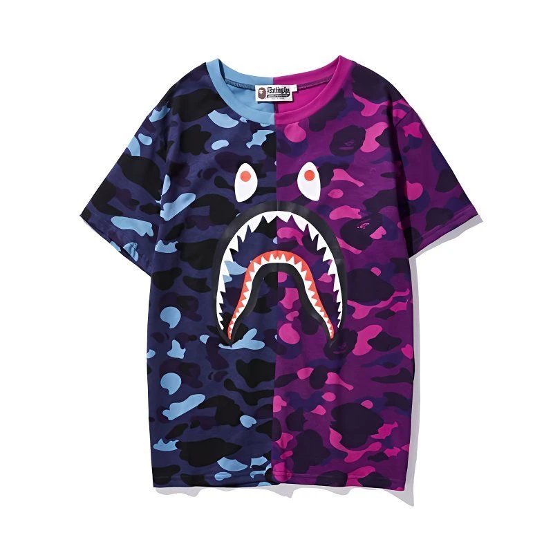 A Bathing Ape Shark Camo Navy T-Shirt - 3