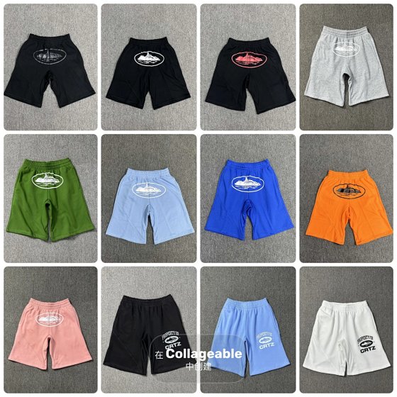 Corteiz American Streetwear Alcatraz Print Summer Relaxed Fit Knee-Length Shorts