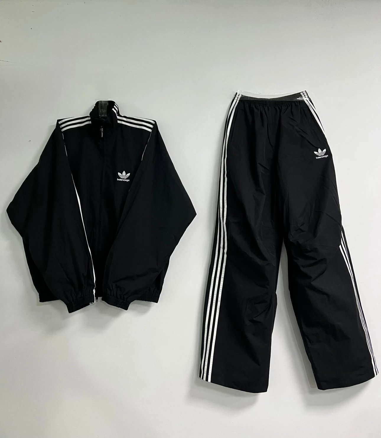 Adidas x Balenciaga Black Embroidered Trefoil Tracksuit Set - Triple Stripe 1