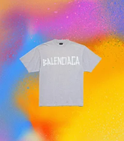 thumbnail for (Spot) independent 24ss flower gray tape letter print short sleeve positioning horse liu neckline hand rub horse liu manual positioning destruction blam flower grey yarn washed fade effect 3D THREE-DIMENSIONAL TAILORING 300G