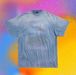 thumbnail for (Spot) autonomous B 24ss haze blue tower distressed crew neck short sleeves