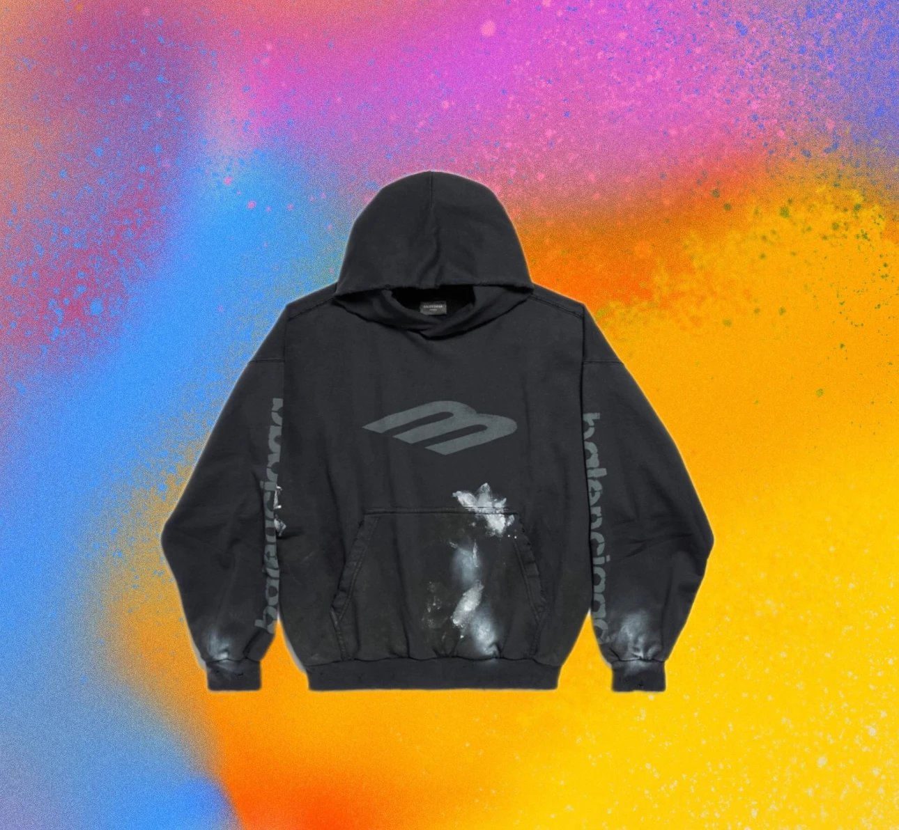 (In stock) Self made 24FW 3BSports vintage hoodie/Hand drawn vintage details/Heavy duty washing water erosion/Light glue vintage/Pull out printing process/