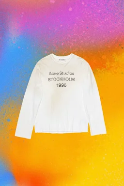 thumbnail for 现货自主SS1996做旧字母印花/白色长袖/做旧喷脏工艺/领口手绘细节/棉麻面料/