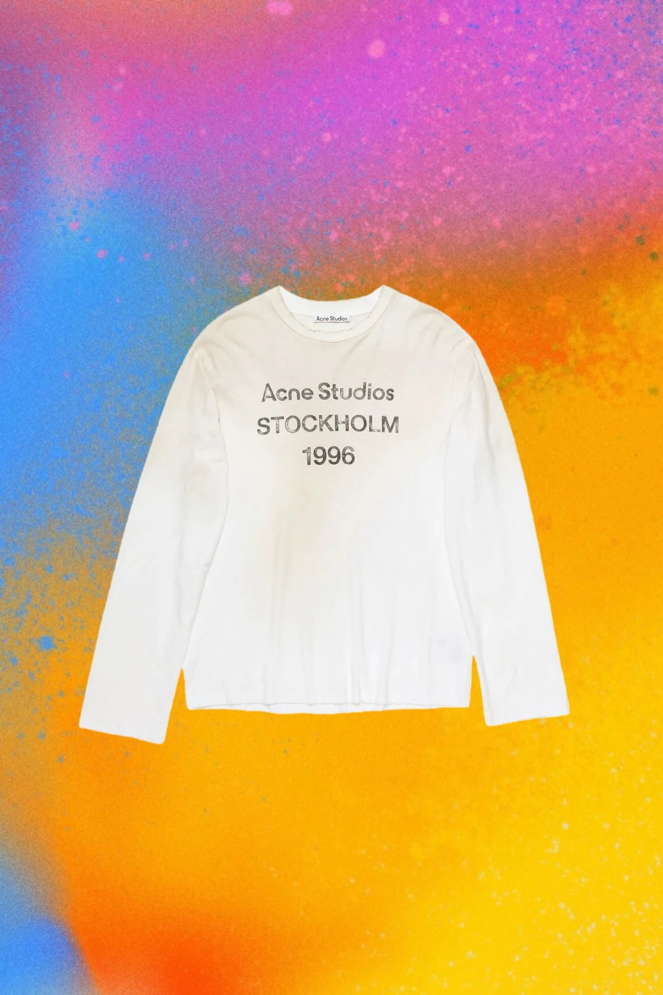 (In stock) Self made SS1996 vintage letter printing/white long sleeves/vintage spray painting technology/hand drawn details on collar/cotton and linen fabric/